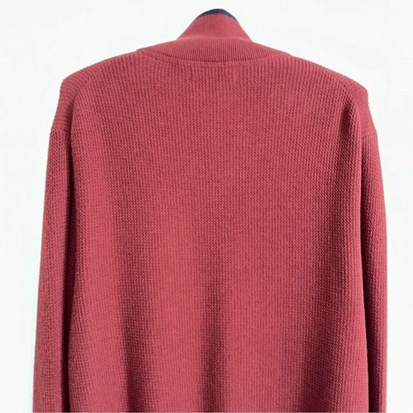 Banana Republic x Mad Men L Burgundy Navy Knit Full Zip Cardigan Sweater - Picture 6 of 13